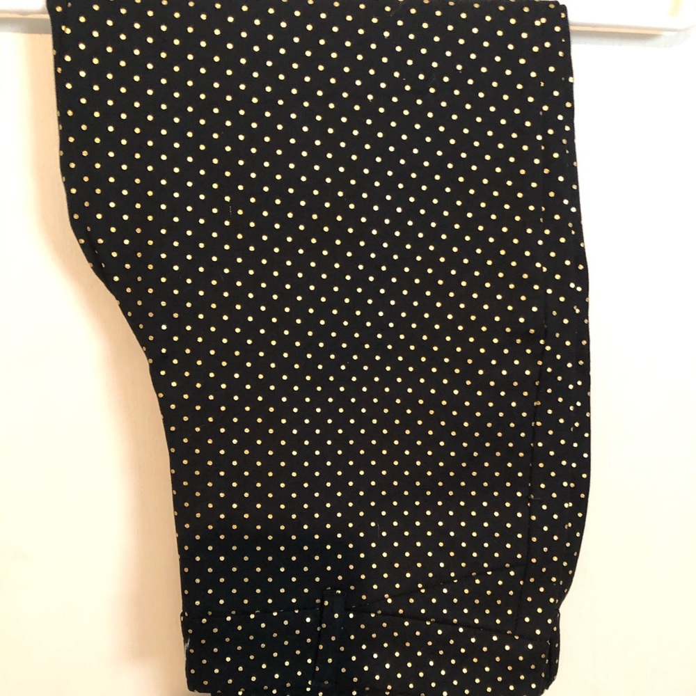 Old Navy black jeans w/gold polka-dots, size 12.